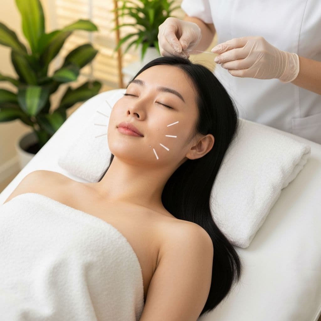 美容鍼施術の様子