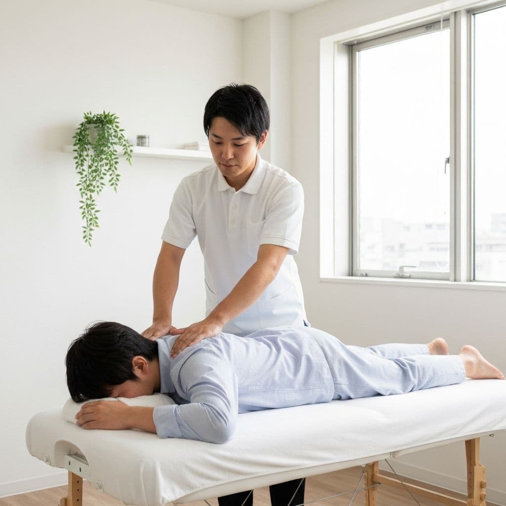 オフィスでの出張鍼灸マッサージの様子